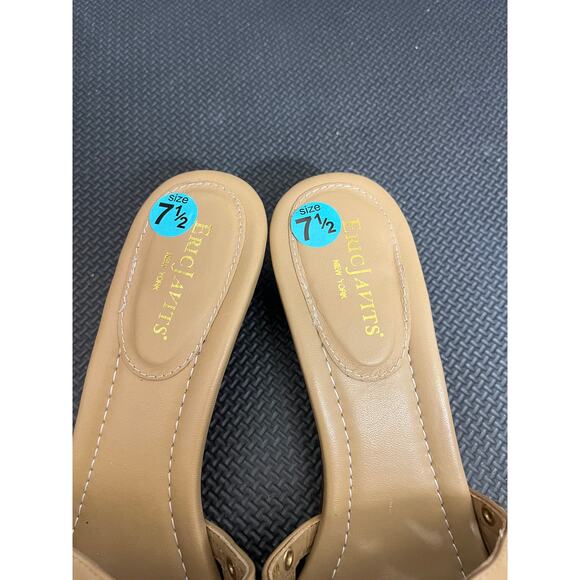 Eric Javits Woven Multicolored Straw & Tan Leather Slip-On Sandals‎ Boho 7.5 N - Picture 3 of 9